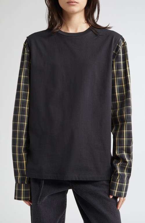 Eenk Contrast Long Sleeve Top In Black