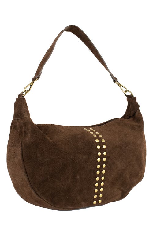 Persaman New York Francesca Studded Shoulder Bag In Brown