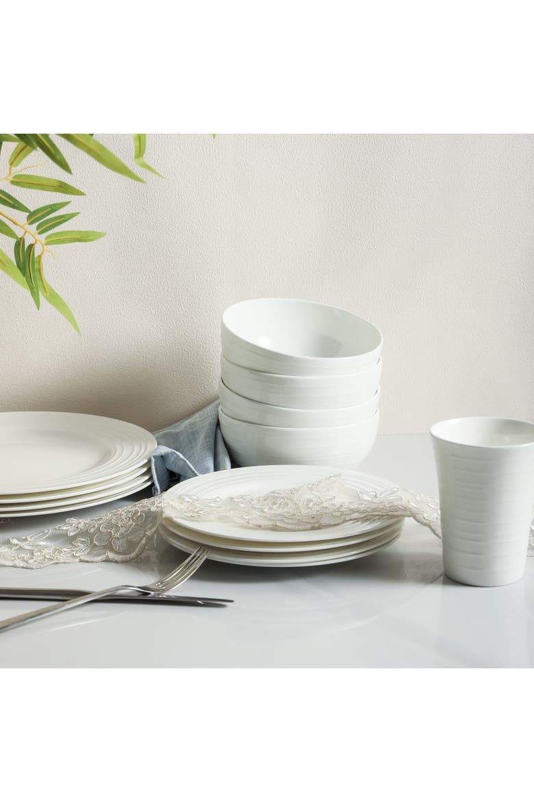 Eleanor Bone China 32-Piec Dinnerware Set, Alternate, color, White