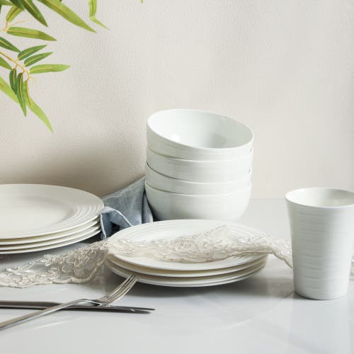 Stone Lain Eleanor Bone China 32-piec Dinnerware Set In White