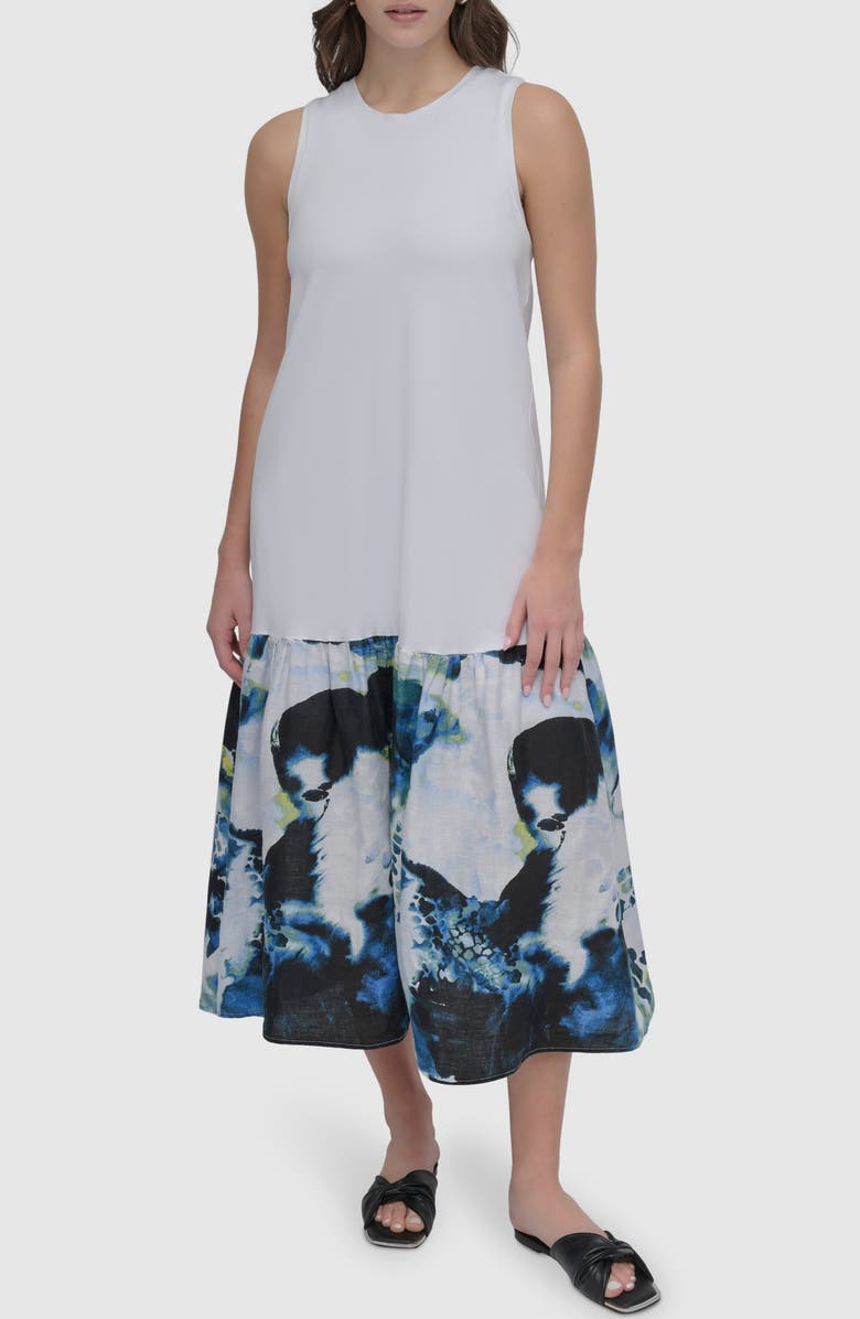 DKNY Mixed Media Maxi Dress, Main, color, 