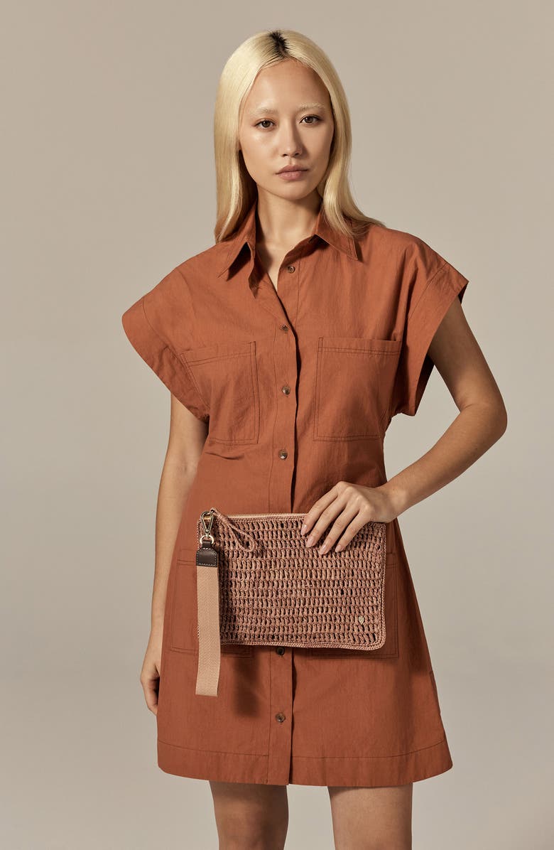 Helen Kaminski Dayani Crochet Raffia Clutch, Alternate, color, Petal