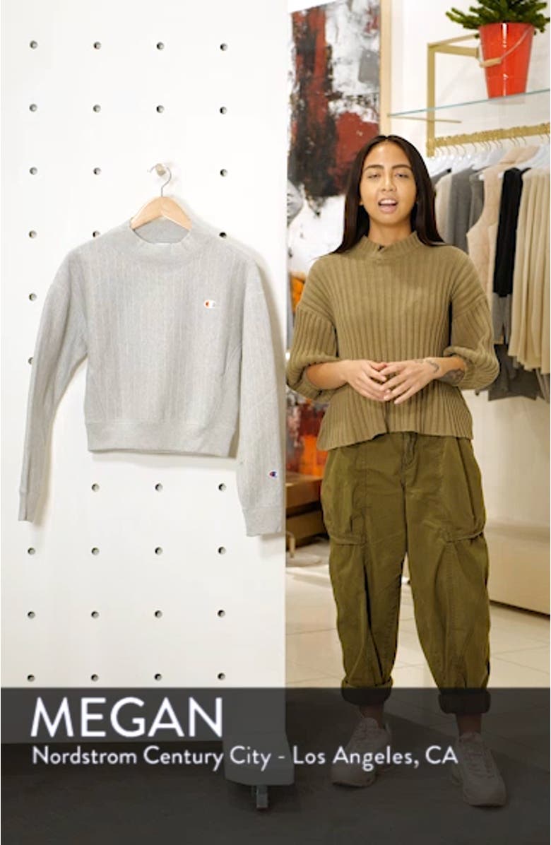 Mock Neck Reverse Panel Crop Sweatshirt, sales video thumbnail