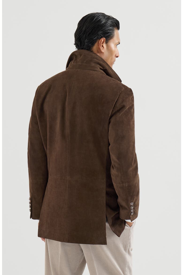 Suede pea coat, Alternate, color, Brown