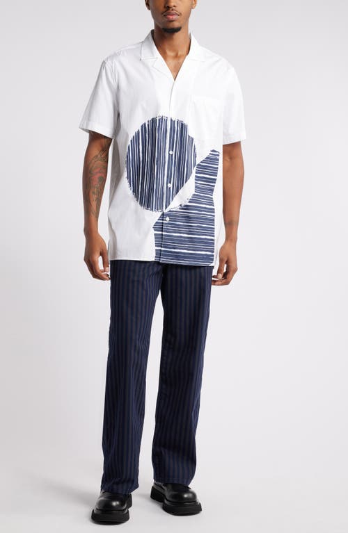 Nordstrom X Harlem's Fashion Row House Of Aama Hatch Camp Shirt In White- Navy Batik Graphic
