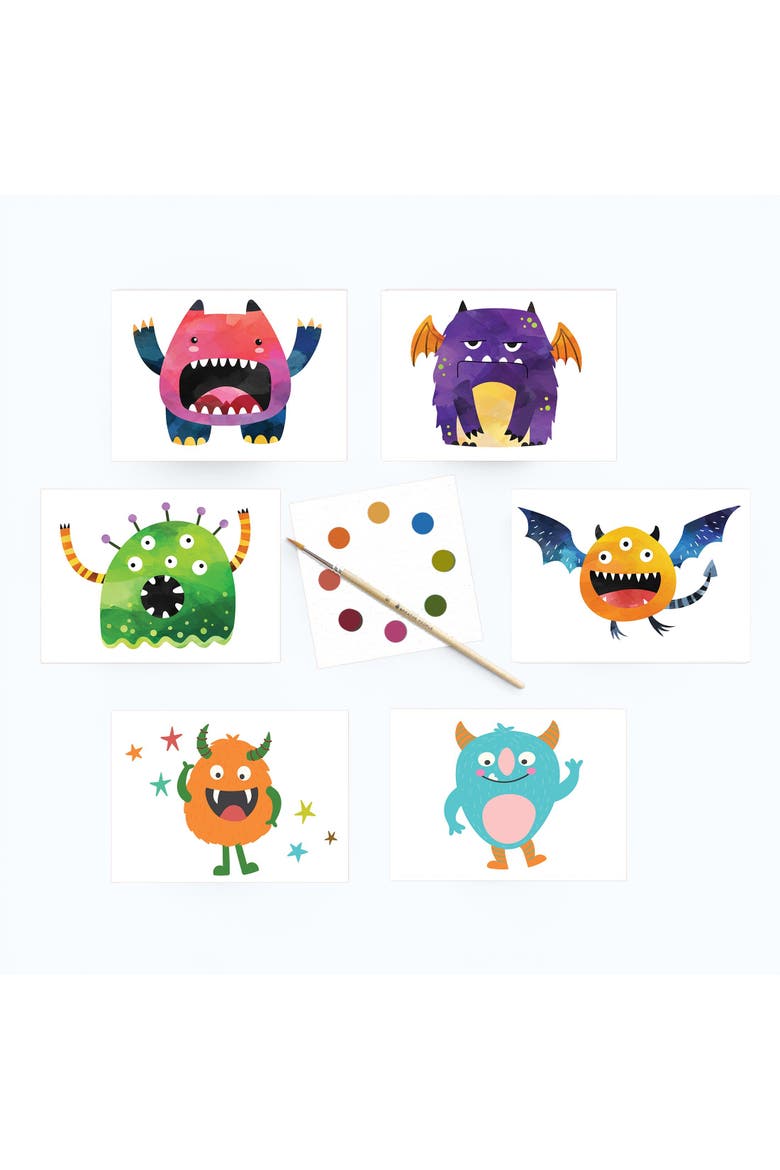 Friendly Monsters Postcard Set, Main, color, White