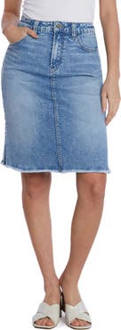 Wash Lab Denim Fray Hem Denim Skirt