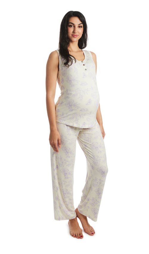 Everly Grey Women's Joy Tank & Pants Maternity/nursing Pajama Set In Gold