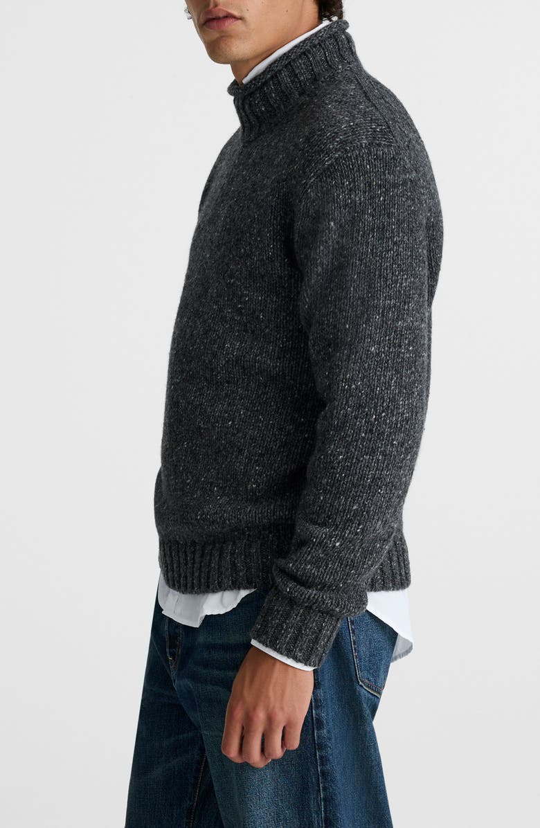 Madewell Roll Neck Donegal Wool Blend Sweater, Alternate, color, Ash