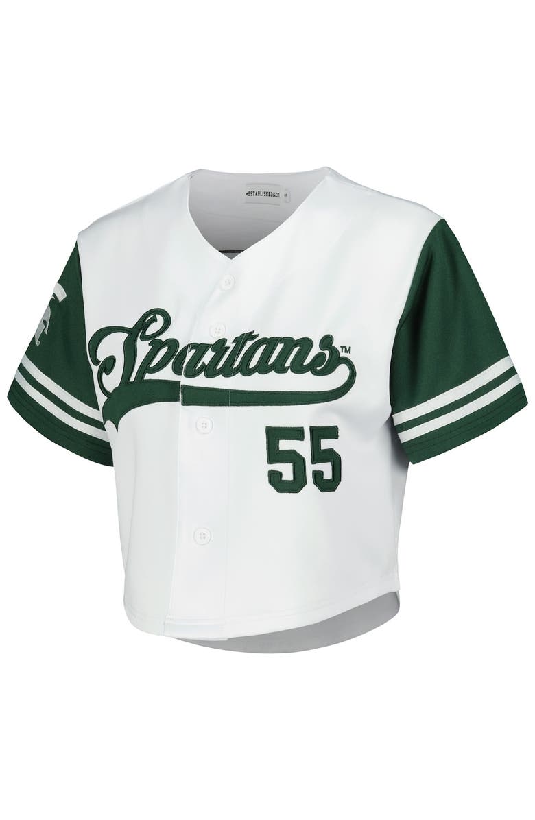 Established & Co. Women's Established & Co. White Michigan State Spartans Baseball Jersey Cropped T-Shirt, Alternate, color, White
