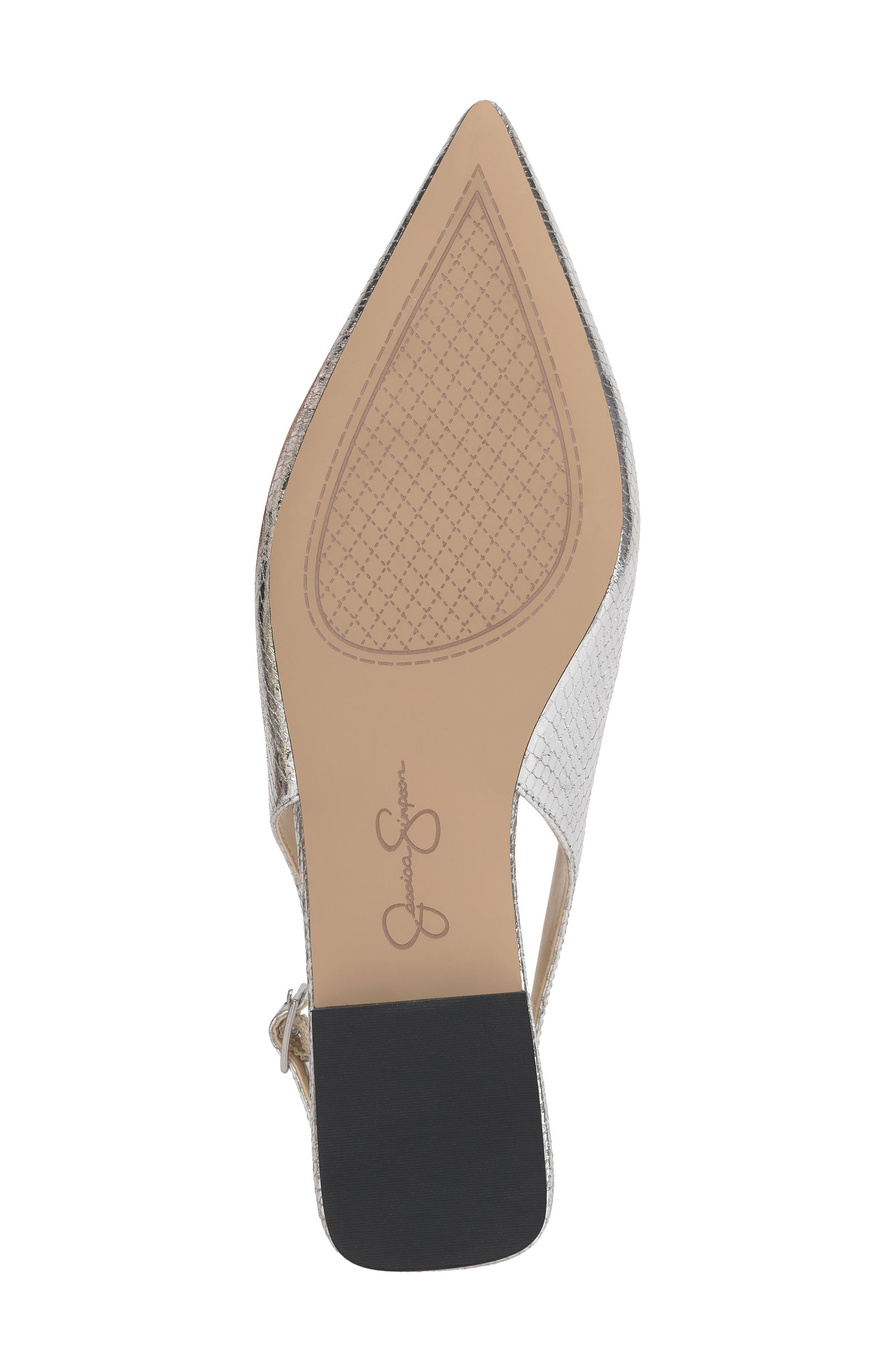 Jessica Simpson Mezzah Slingback Pointed Toe Flat, Alternate, color, Silver