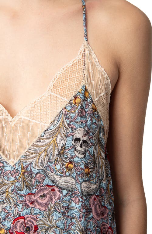 Zadig & Voltaire Ristyl Soft British Flowers Lace Trim Slipdress In Mist