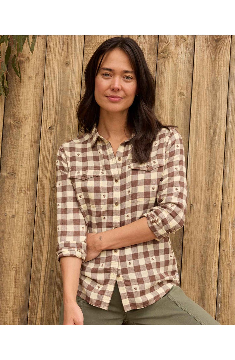 Toad & Co Re-Form Flannel Long Sleeve Shirt, Alternate, color, Chestnut Dobby