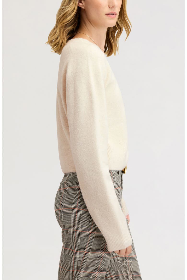 Deep V-Neck High Rib Sweater, Alternate, color, ECRU