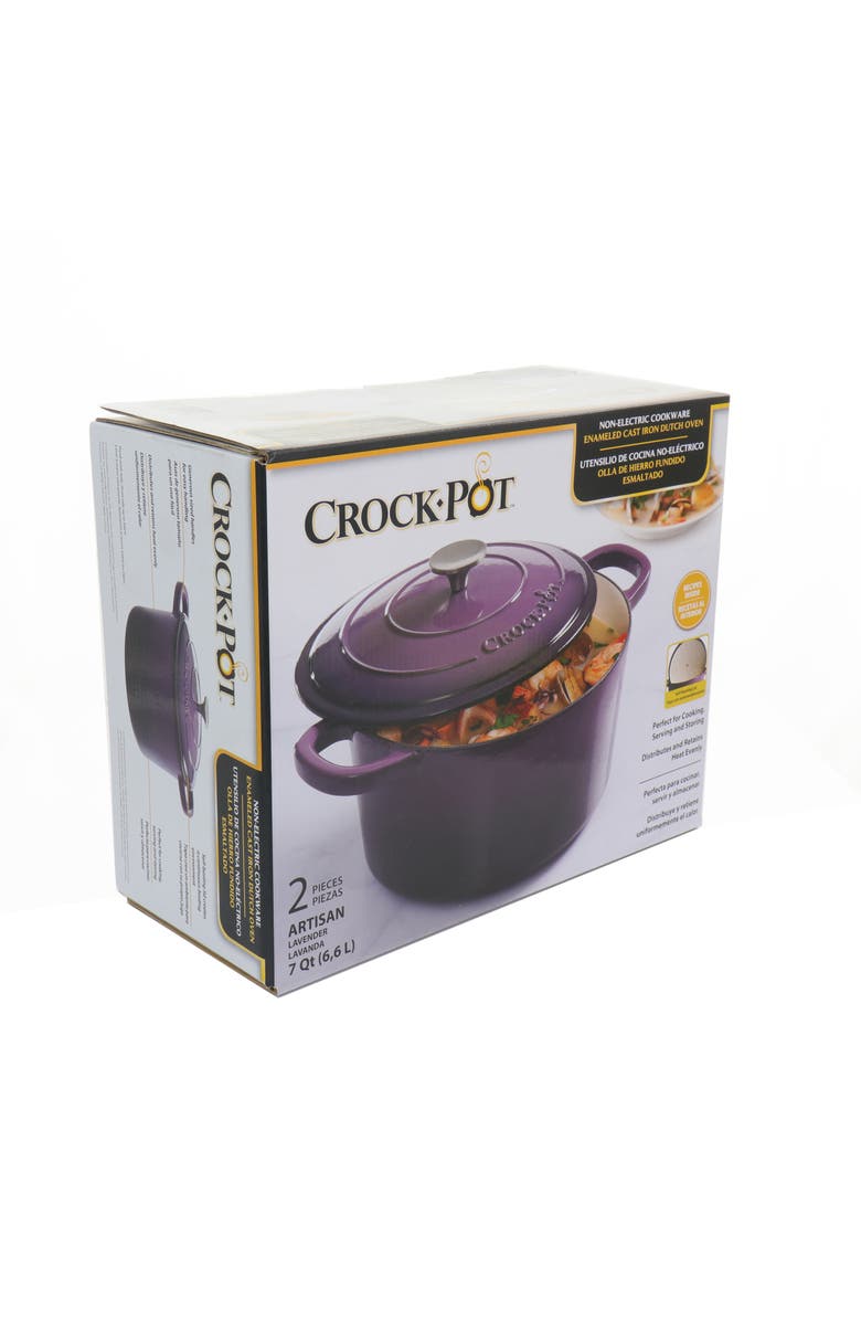 Crock-pot 2 Piece 7 Quart Enameled Cast Iron Dutch Oven with Lid, Alternate, color, Purple