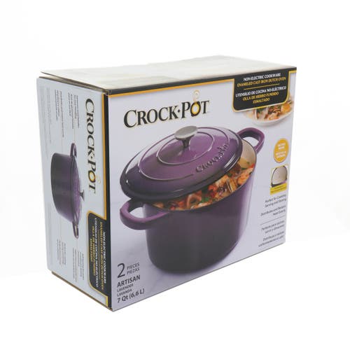Crock-pot 2 Piece 7 Quart Enameled Cast Iron Dutch Oven With Lid In Purple