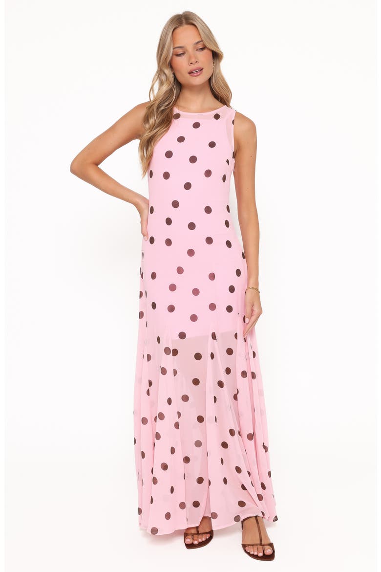 Keani Print Maxi Dress, Alternate, color, PINK POLKA DOT