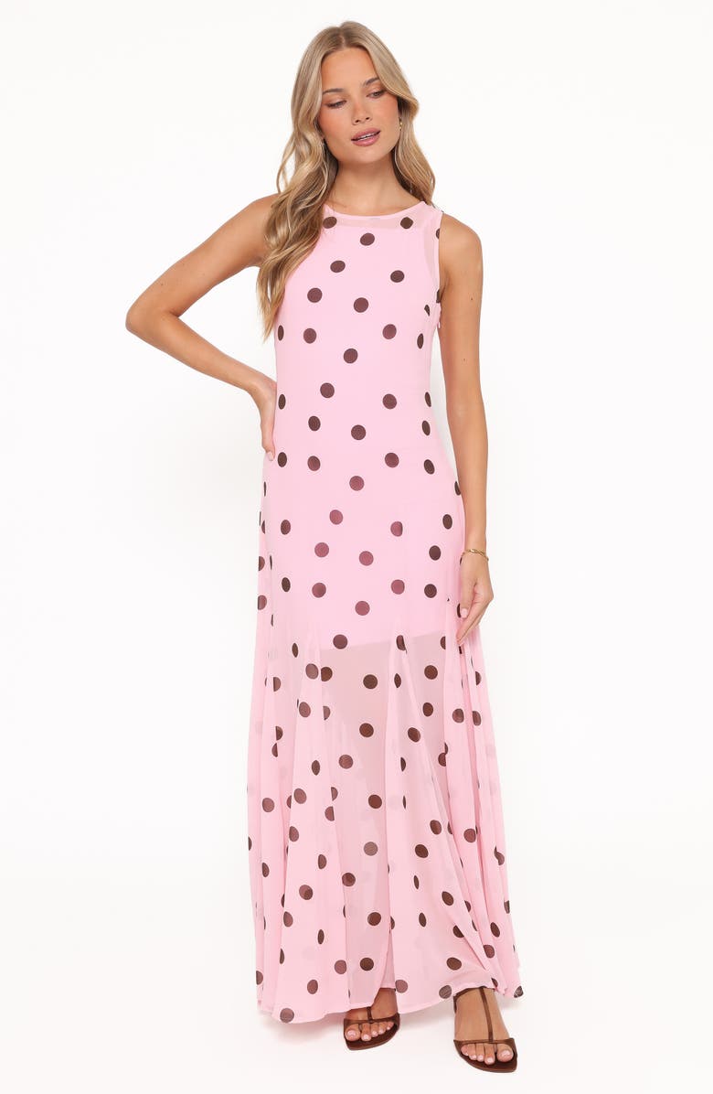 Petal & Pup Keani Print Maxi Dress, Alternate, color, Pink Polka Dot