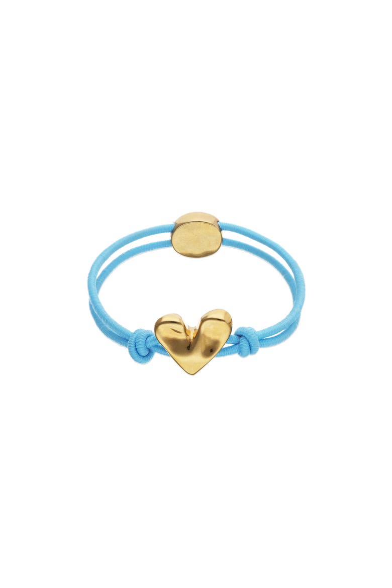 Elastic Thread Bracelet with 18K Gold-Plated Heart, Main, color, Blue