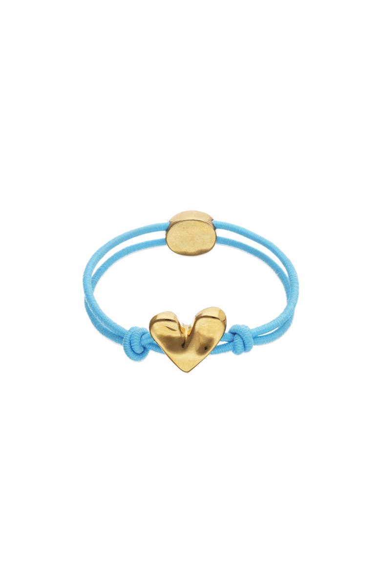 UNODE50 Blue Elastic Thread Bracelet With 18K Gold-Plated Heart, Main, color, Gold