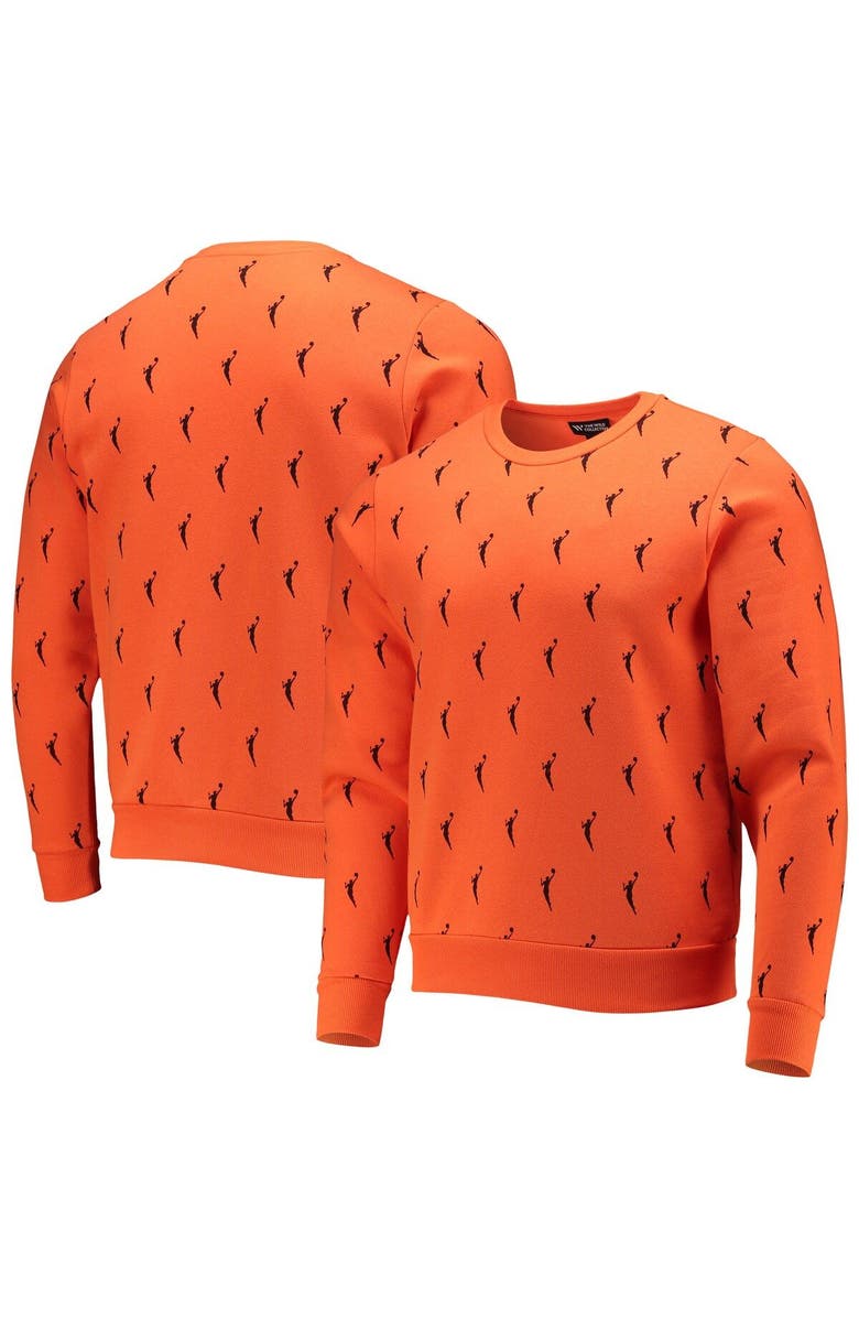 THE WILD COLLECTIVE Orange WNBA Logowoman All Over Logo Pullover Sweatshirt, Main, color, Orange