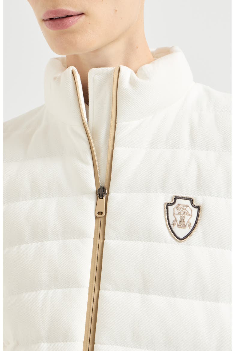 Techno cotton piqué down vest with logo, Alternate, color, White