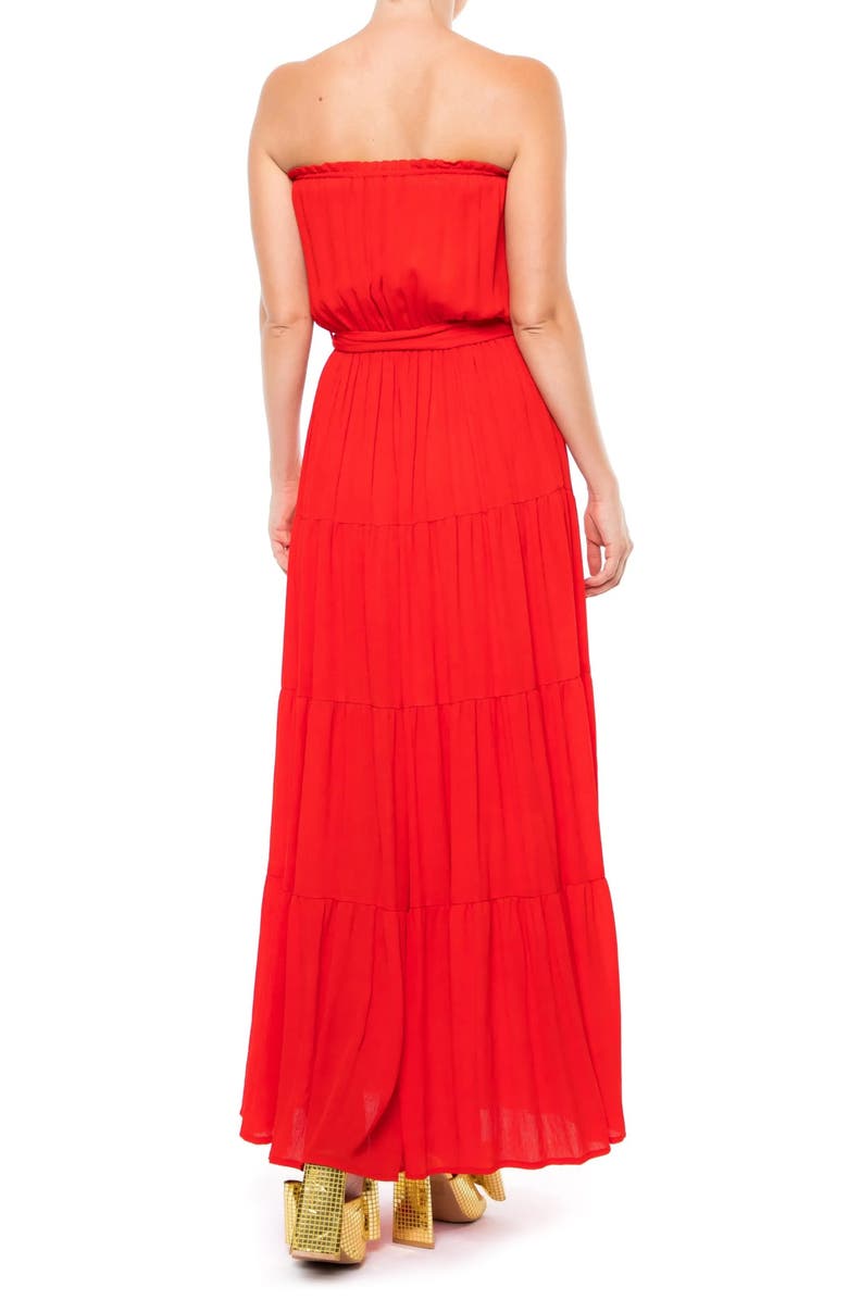 MEGHAN LA Makena Strapless Maxi Dress, Alternate, color, Cherry