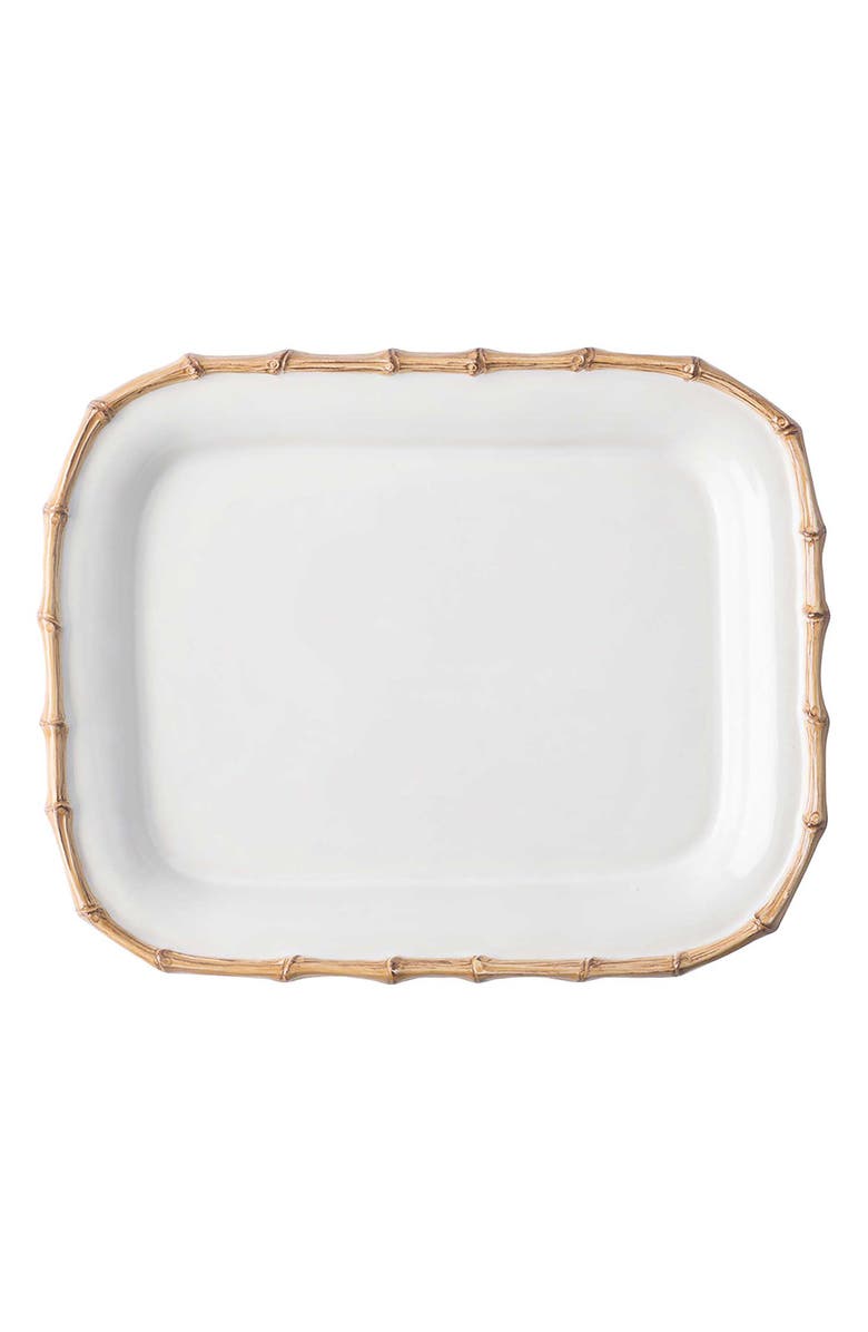 Juliska Bamboo Ceramic Rectangular Platter, Main, color, Bamboo/ Natural