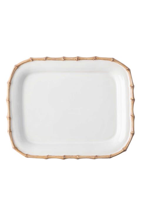 Bamboo Ceramic Rectangular Platter