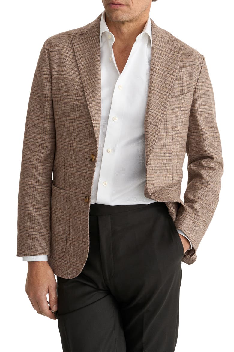 Lana Tech Check Flannel Sport Coat, Main, color, LIGHT BEIGE