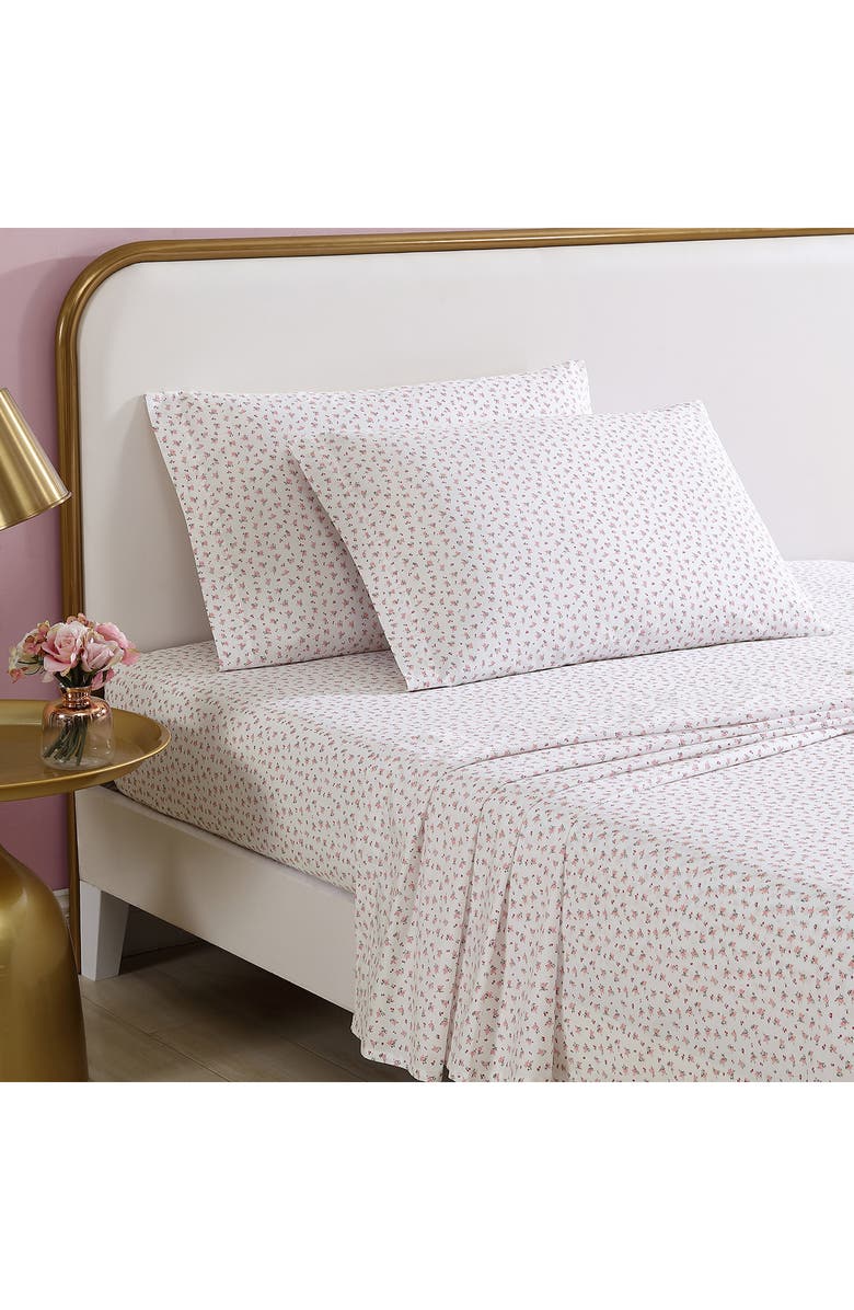 Betsey Johnson Baby Buds 200 Thread Count Cotton Percale Sheet Set, Alternate, color, Dark Pink