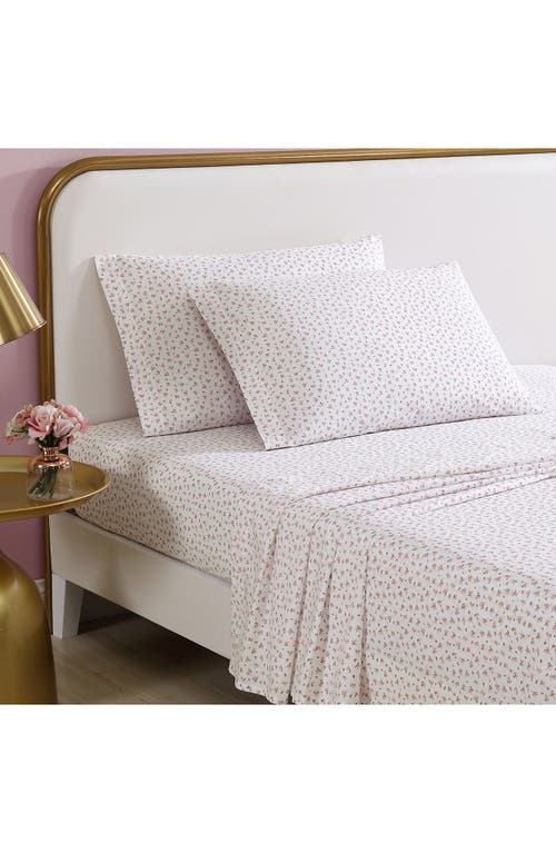 Betsey Johnson Baby Buds 200 Thread Count Cotton Percale Sheet Set In Dark Pink
