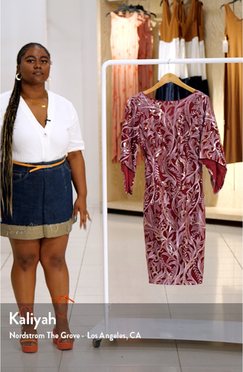 Ruby Metallic Floral Cocktail Dress, sales video thumbnail