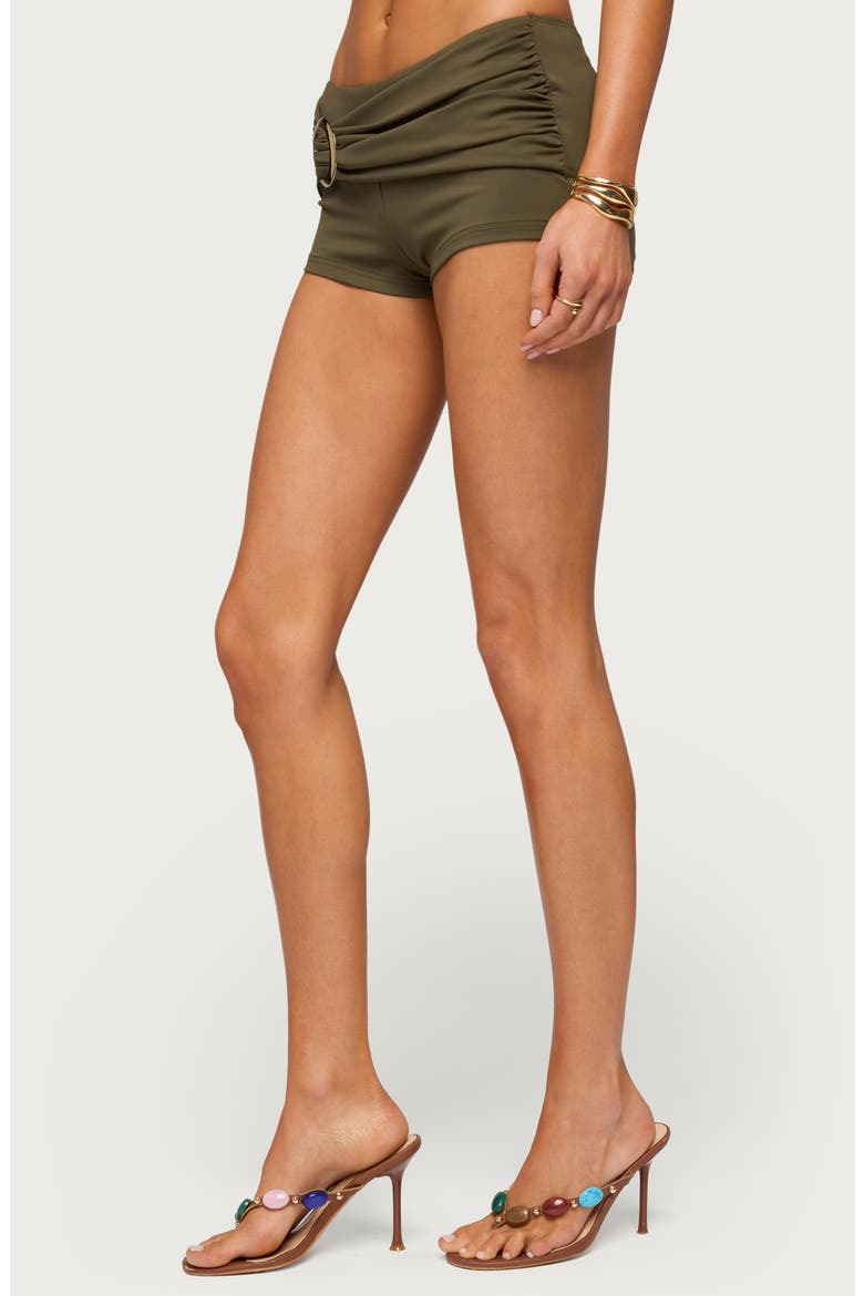Carine Metal Ring Micro Shorts, Alternate, color, OLIVE