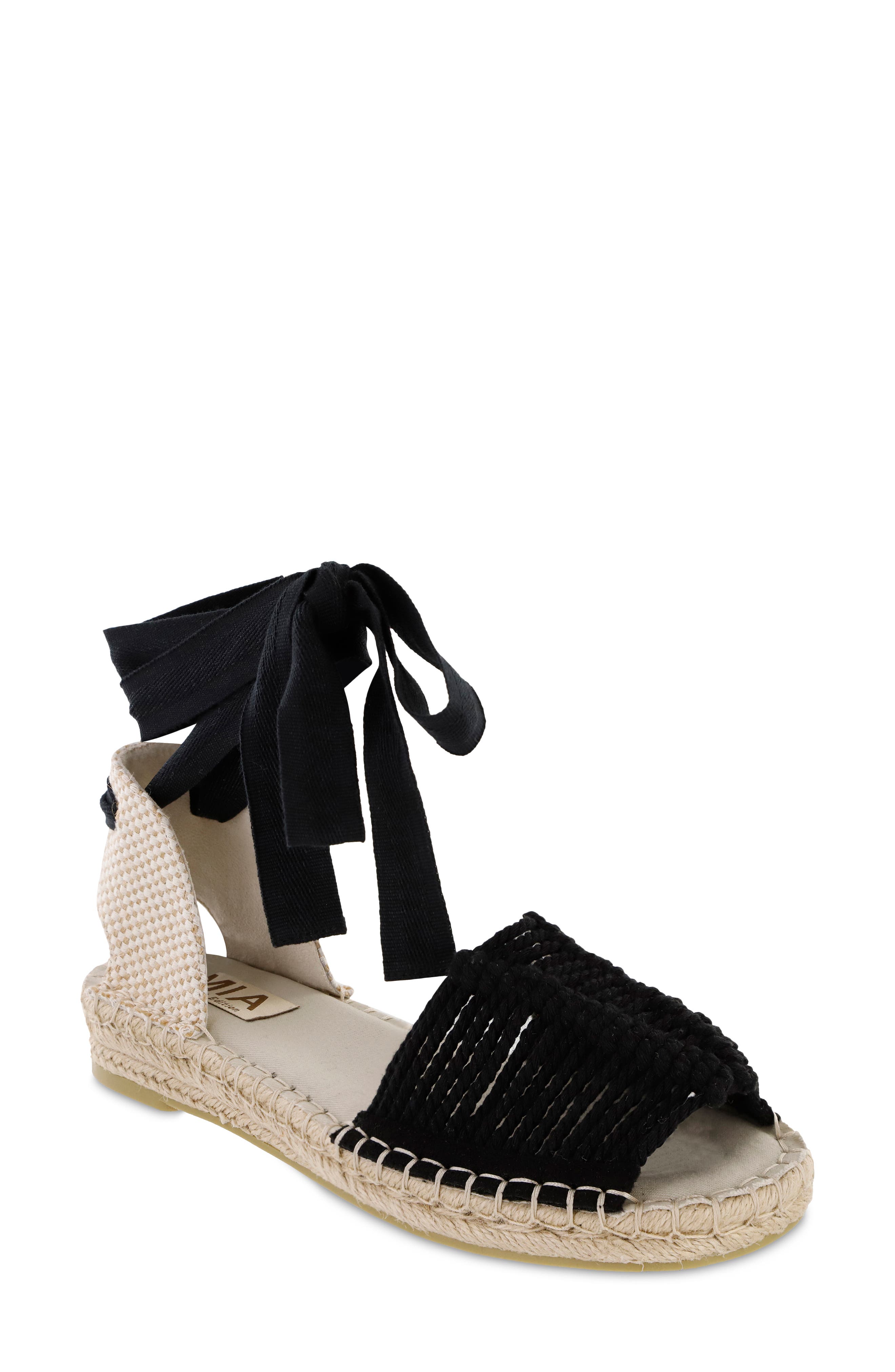 Noella Ankle Wrap Sandal, Main, color, BLACK/ NATURAL