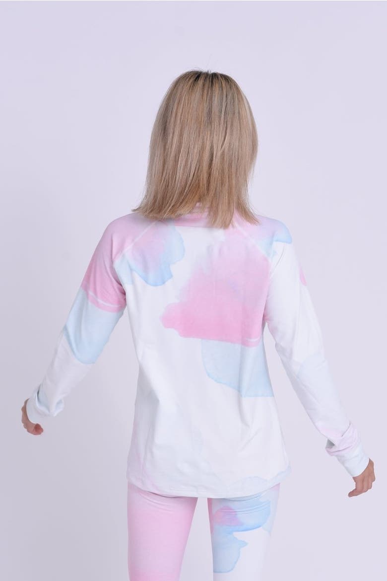 Watercolour Womens Baselayer Top, Alternate, color, Pink, Multicolor