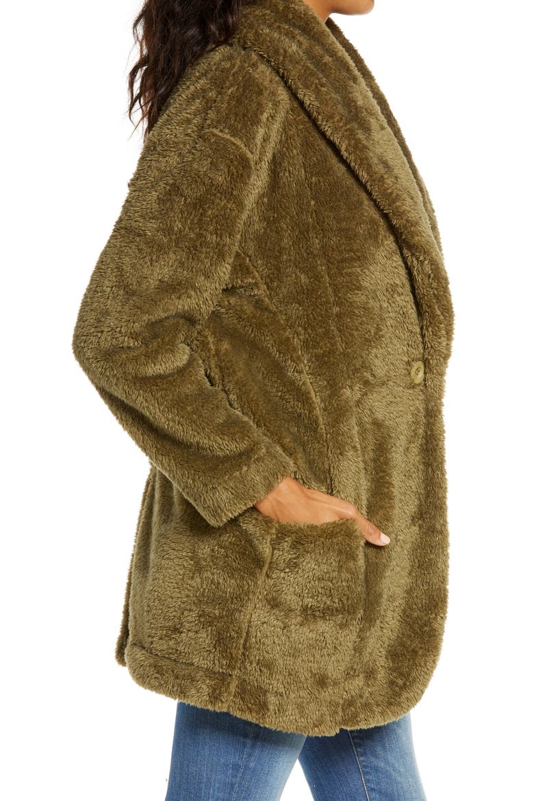 Annona Faux Shearling Travel Cardigan, Alternate, color, WILD OLIVE