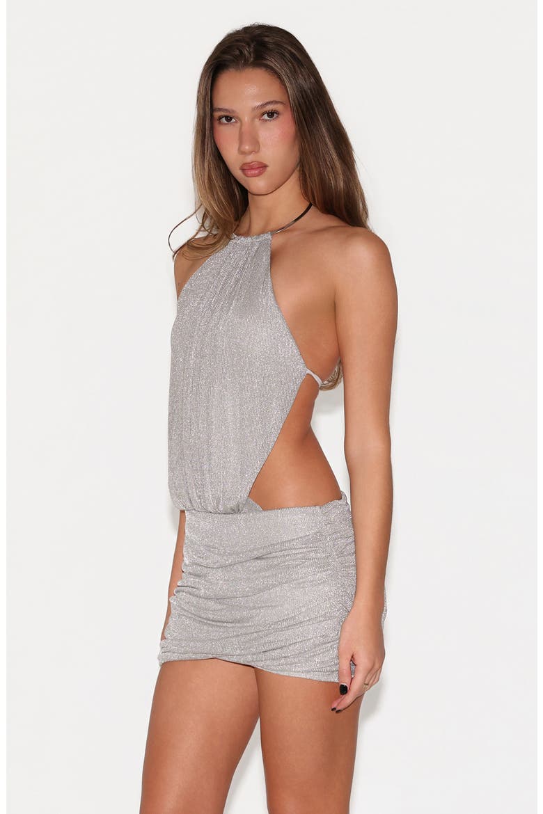 Evanna Metallic Minidress, Alternate, color, SILVER
