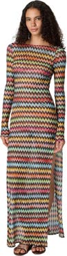 Missoni Long Cover-up Dress In Lamé Viscose With Micro Zigzag Pattern