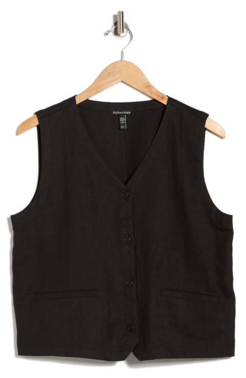 V-Neck Organic Linen Vest