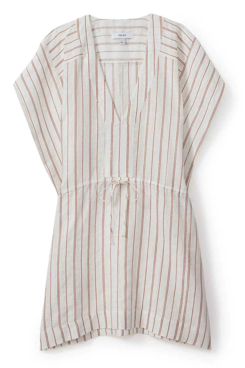 Romy Linen & Cotton Cover-Up Tunic, Alternate, color, CREAM/ BROWN
