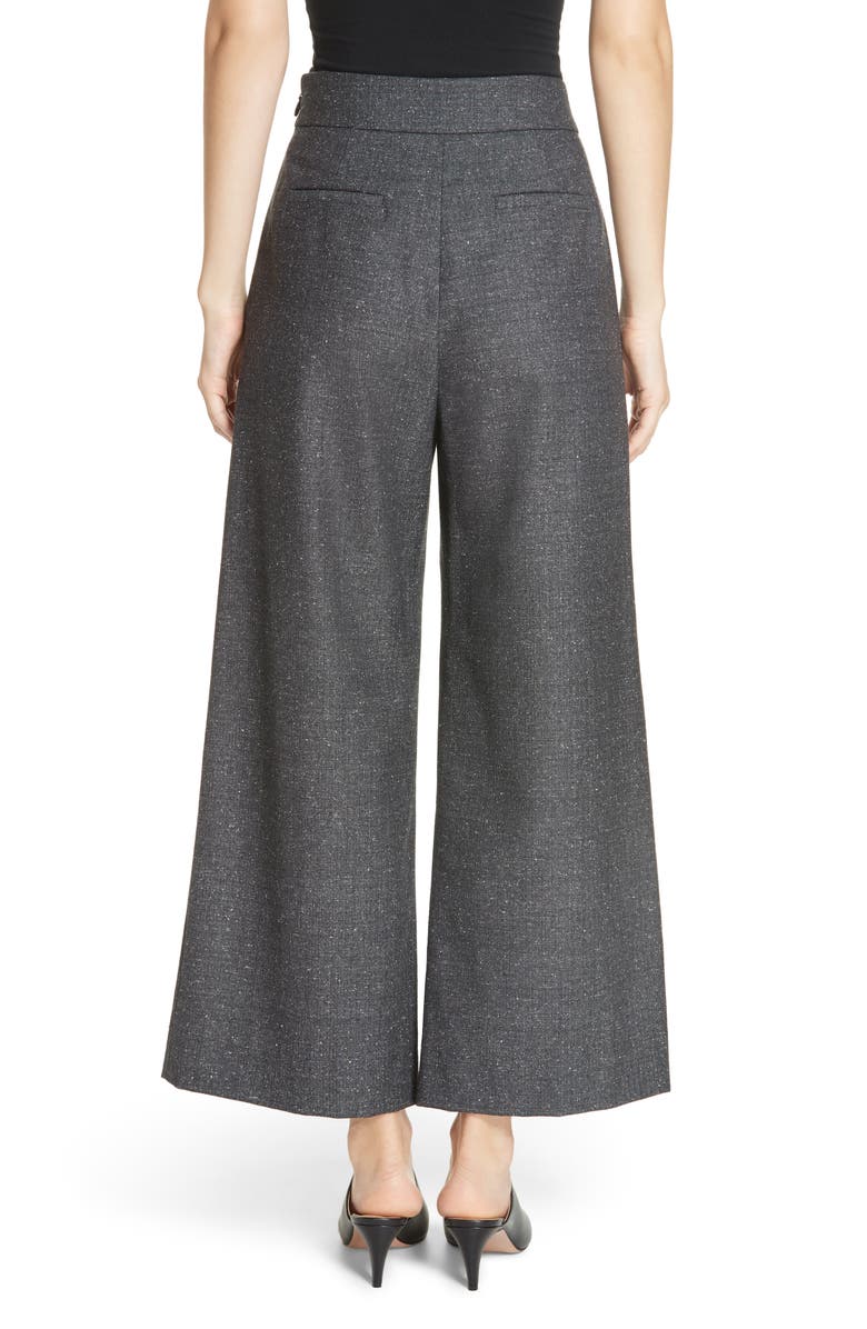 Rebecca Taylor Wide Leg Crop Wool & Silk Blend Trousers, Alternate, color, 
