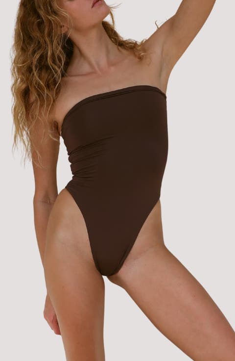 Paola Macramé Strapless One-Piece Swimsuit