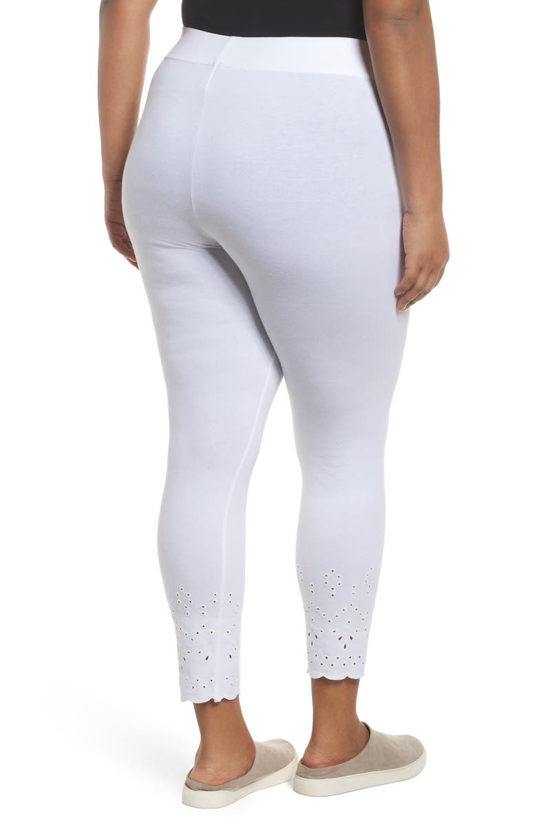 Hue Eyelet Hem Knit Jeggings, Alternate, color, 