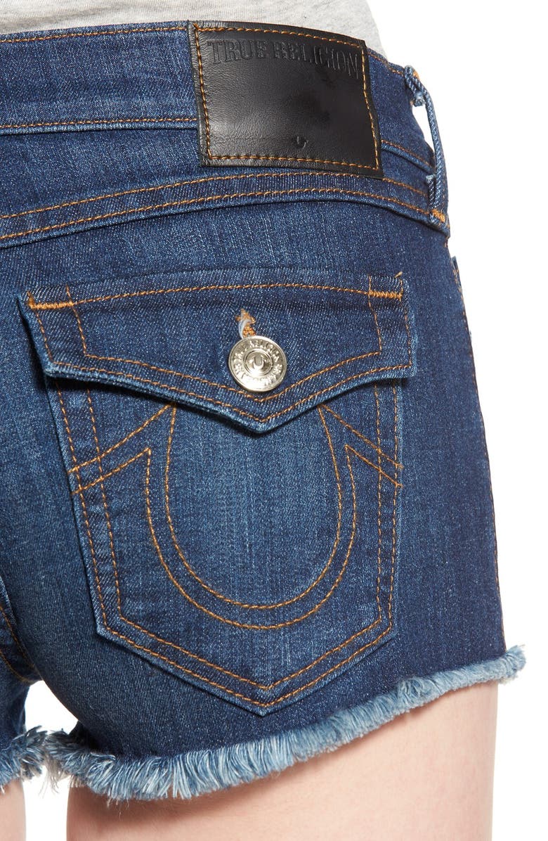 True Religion Brand Jeans Joey Flap Pocket Cutoff Denim Shorts, Alternate, color, 