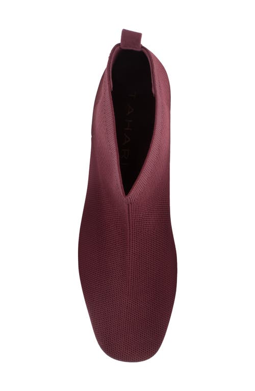 Tahari Corniche Block Heel Knit Bootie In Burgundy