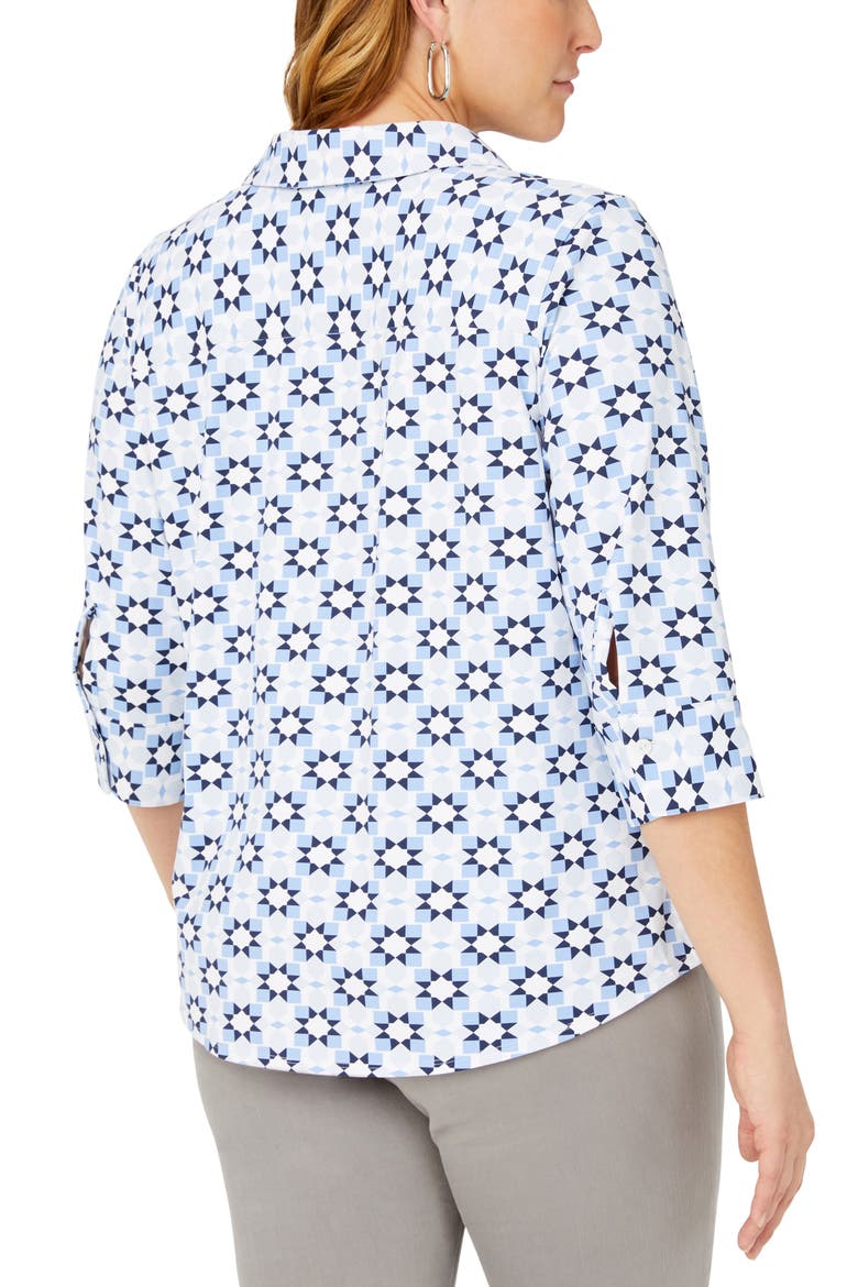 Mary Decorative Patchwork Print Jersey Shirt, Alternate, color, BLUE FREESIA