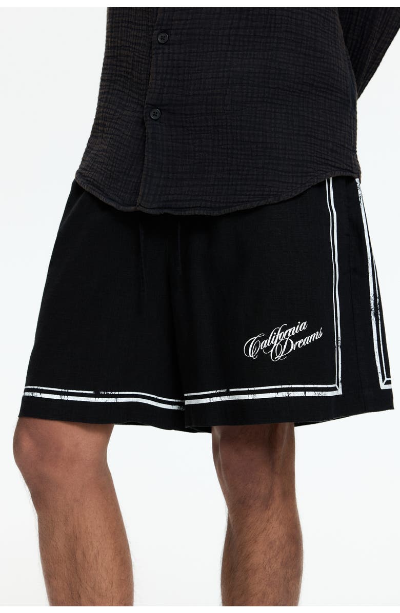 H&M Loose Fit Printed Shorts, Alternate, color, Black/California Dreams