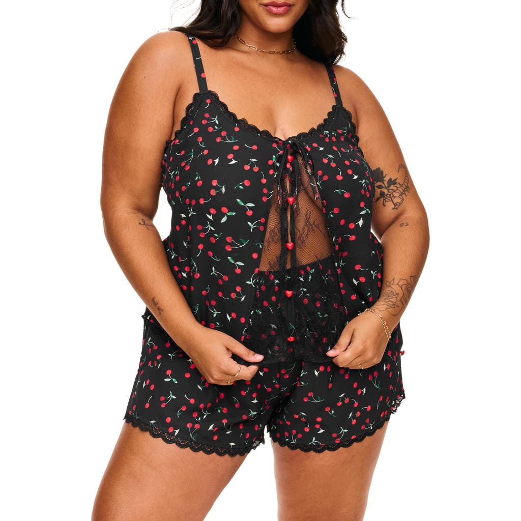 Adore Me Kiora Cami And Shorts Pajama Set In Novelty Black