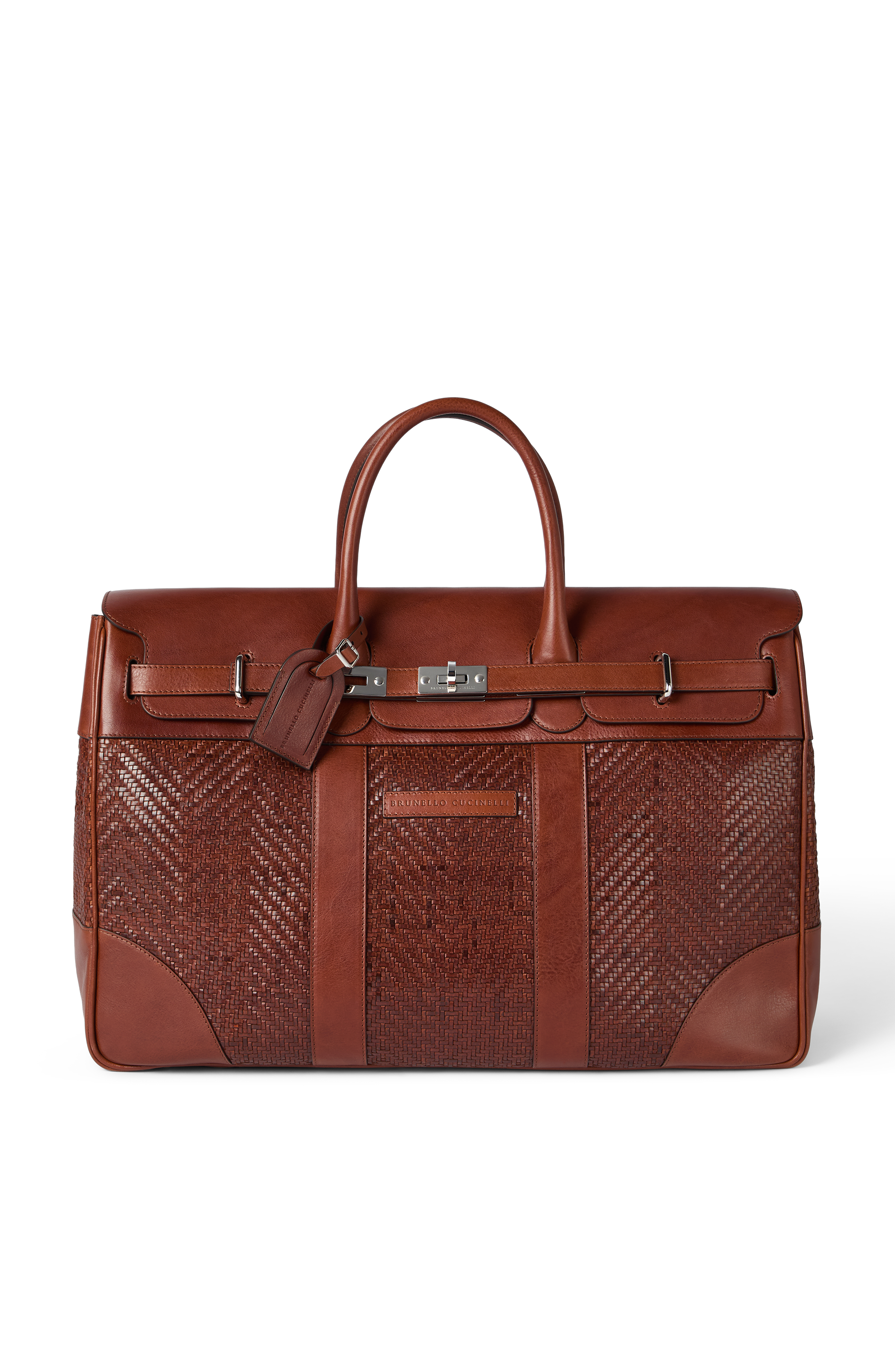 Brunello Cucinelli Calfskin and cowhide bag, Main, color, Cognac